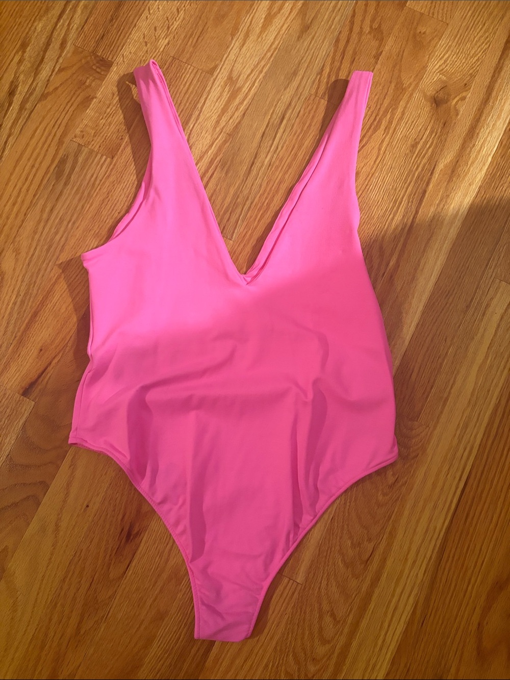 Zara deep V hot pink bodysuit size large